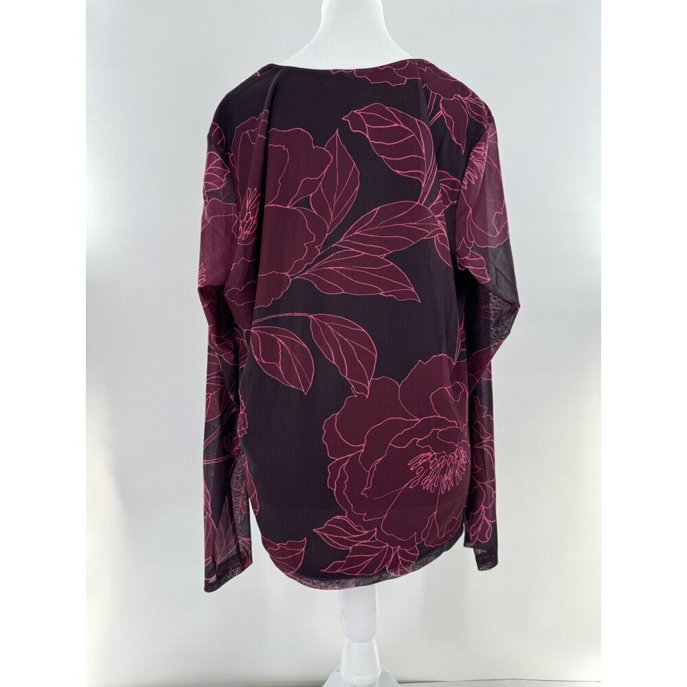 Les Serein Shirt Top Women’s Size XL Mesh Floral Y2K Long Sleeve Graphic 90’s - Picture 5 of 14